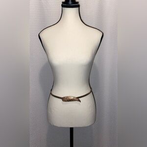 Women’s Vintage stretchy metal Slim belt with feather buckle fits waist 26”to34”